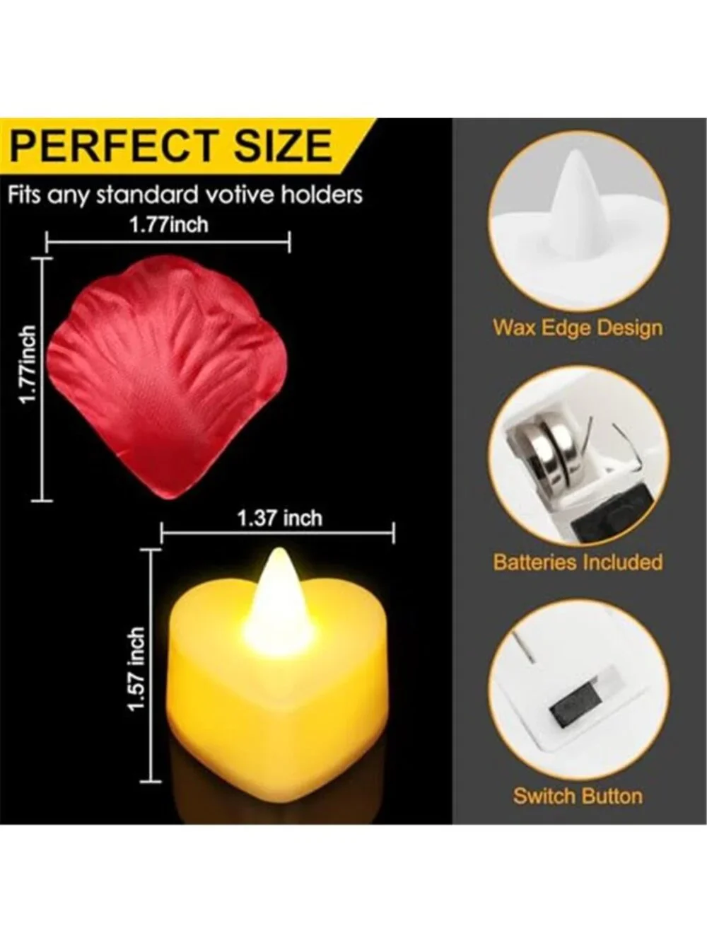 LED Flameless Heart Candles Rose Petals Romantic Wedding Proposal Decor Set